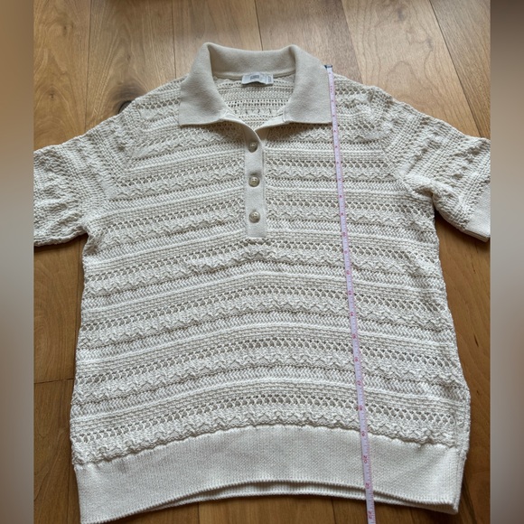 CLOSED Cotton Crochet Ivory Polo Top Size Small - Picture 5 of 8